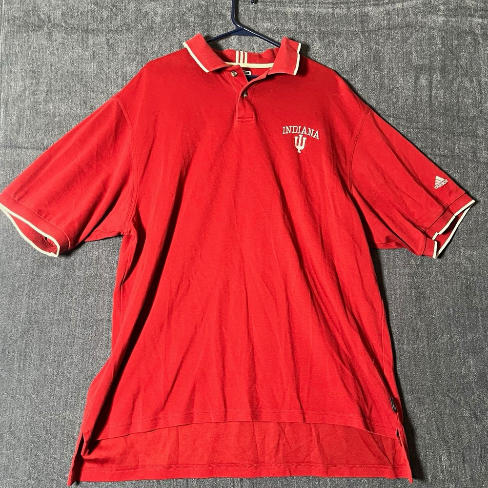 adidas Indiana Hoosiers Climalite Polo Shirt Mens 2XL Red White NCAA